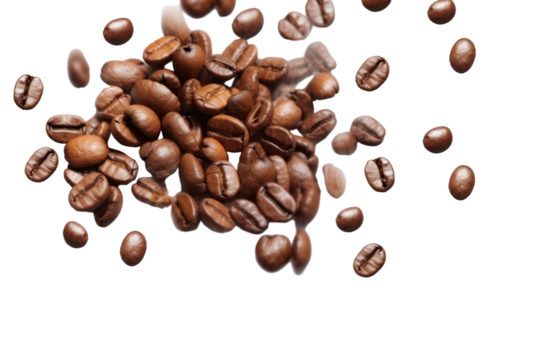Coffee beans isolated on transparent background
