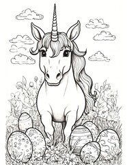 Easter Unicorn Coloring Page