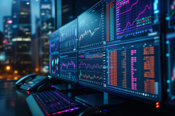 Obraz premium A computer monitor placed on top of a desk