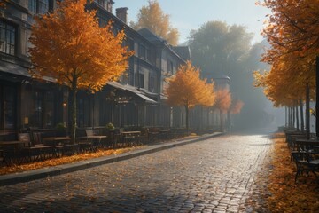 Naklejka premium Fall Foliage: Tranquil Pathway