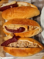 vietnamese banh mi breakfast with Chinese sausage, minced pork.