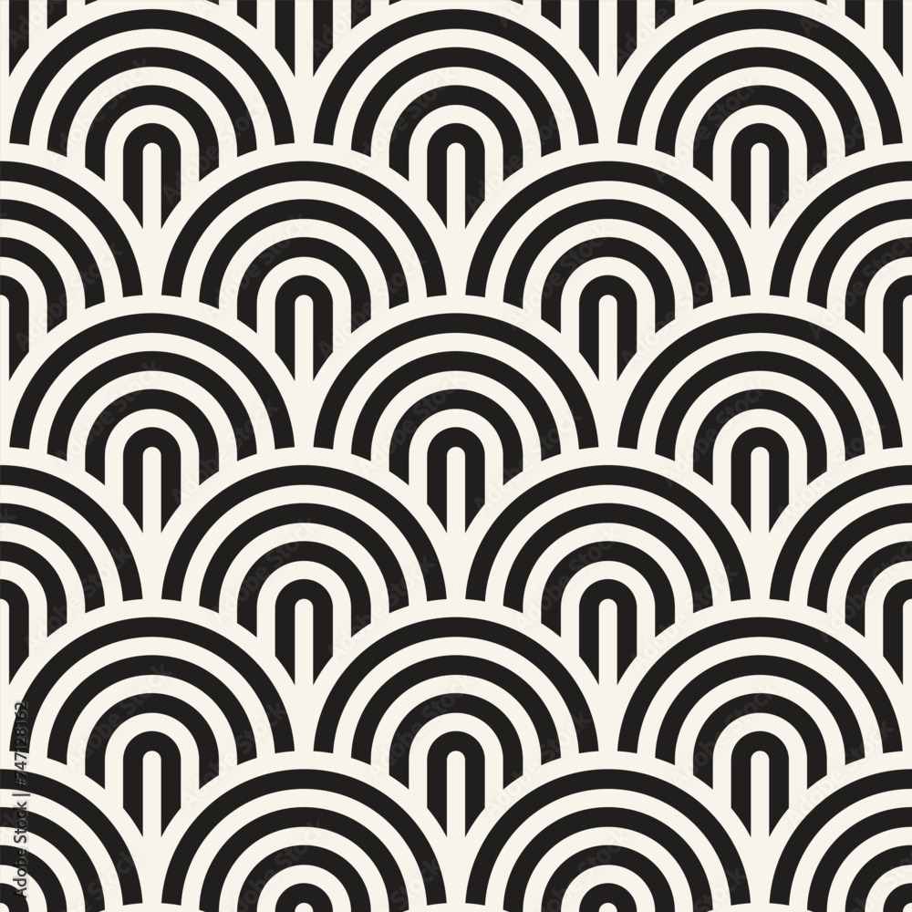 Wall mural vector seamless pattern. repeating geometric elements. stylish monochrome background design.