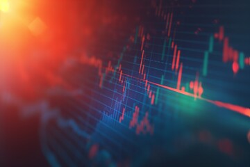 Digital stock chart with fluctuating market data in a futuristic style with a dark background