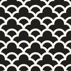Vector seamless pattern. Repeating geometric elements. Stylish monochrome background design. - 747129143