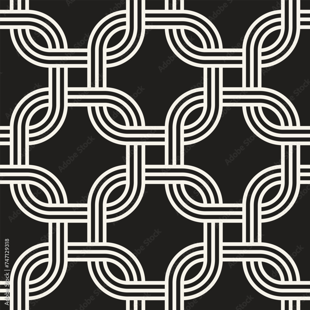 Wall mural vector seamless pattern. repeating geometric elements. stylish monochrome background design.