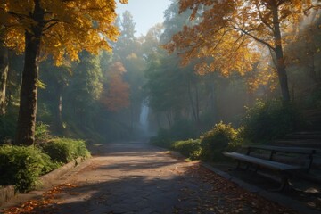 Obraz premium Fall Foliage: Tranquil Pathway