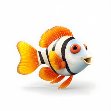 picture of realistic 3d cartoon character of fish