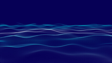abstract futuristic wave background with particles