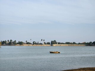 Obraz premium Bhuj, Gujarat India - Feb 19 2024: Hamirsar Lake in Bhuj Gujrat.