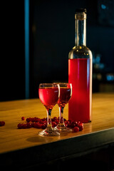 alcohol drink with berres in the bar