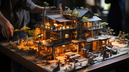 Fototapeta premium Transforming Imagination into Reality Architects, layout, prototyping, architecture, construction, project, background, wallpaper, generative AI