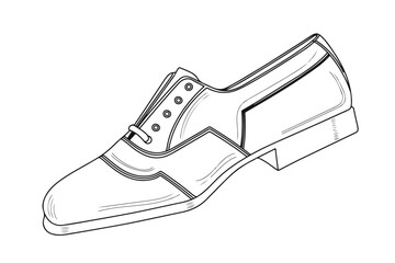 Sketch outline of classic low shoes for men, isolated vector