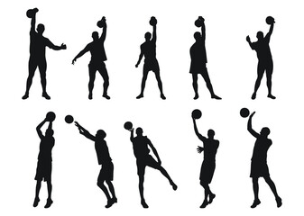 Basketball players, weight lifters, sports team, isolated vector