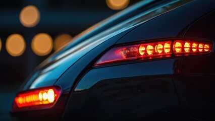 Fototapeta na wymiar Rear lights on the car close up the headlight of a sports car