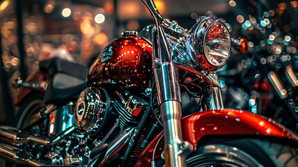 A Harley Davidson motorcycle was shown in a show - obrazy, fototapety, plakaty