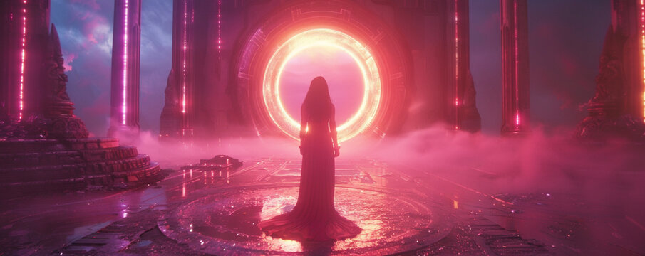 Gods and goddesses in a neon tech-utopia creating and destroying