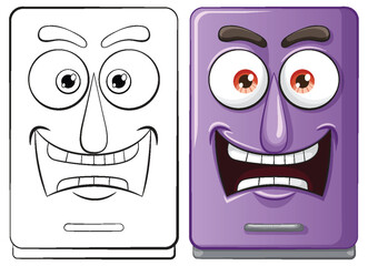 Two cartoon smartphones with expressive faces