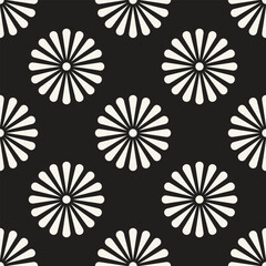 Vector seamless pattern. Repeating geometric elements. Stylish monochrome background design. - 747133177