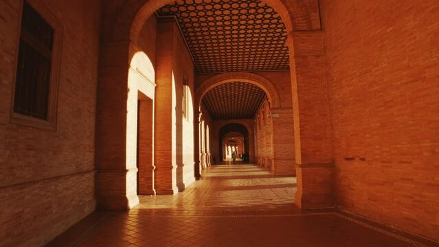The stunning Plaza de Espana, Seville, Andalusia, Spain, built for the Ibero-American Exposition of 1929, designed by Anibal Gonzalez