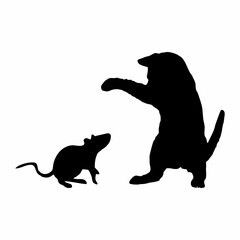 black silhouette of cat and mouse