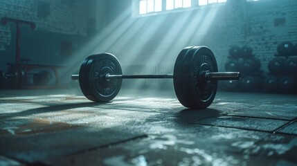 barbell poised in a moment of challenge