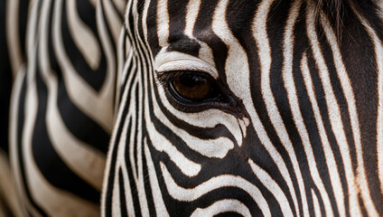 Fototapeta na wymiar zebra eye, close-up