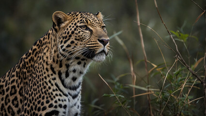Fototapeta premium close up portrait of a leopard in wild nature