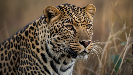 close up portrait of a leopard in wild nature