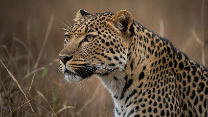 close up portrait of a leopard in wild nature