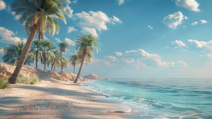 Serene coast lined with whispering palms