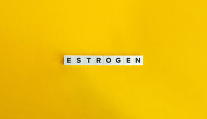 Estrogen Word. The Primary Female Sex Hormone, the Menstrual Cycle, Reproductive System, and Mood Regulator. - obrazy, fototapety, plakaty