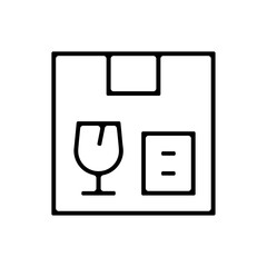 Icones symbole logo colis carton fragile epais