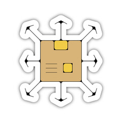 Icones symbole logo colis carton livrer direction couleur fin relief