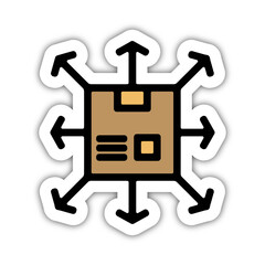 Icones symbole logo colis carton livrer direction couleur gras relief