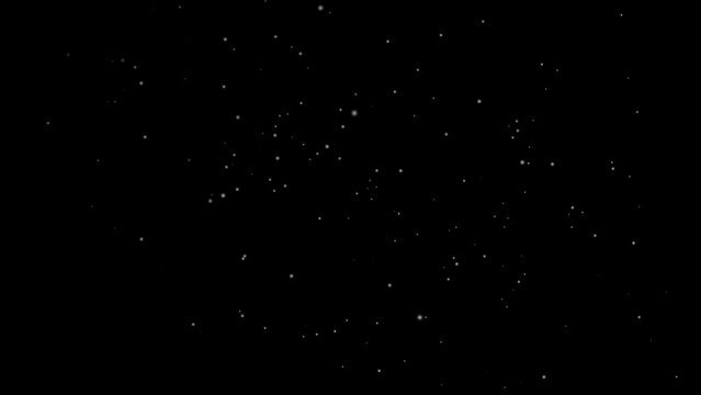 Animation of snow particles falling across the screen on a black background. Heavy snow storm