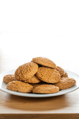 Oatmeal cookies. Fresh sweet pastries for tea. Homemade oatmeal sweets.