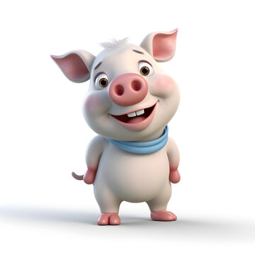 animated 3d cartoon character animal pig