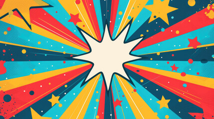 Vibrant background featuring stars and starburst