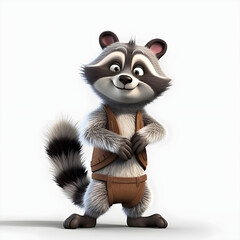 Obraz premium photo of 3d cartoon character of racoon