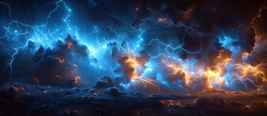 blue lightning background - obrazy, fototapety, plakaty