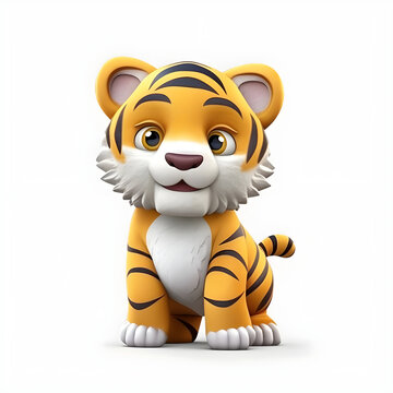 3d cartoon character of tiger animal