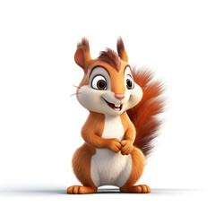view 3d cartoon character of Squirrel