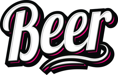 Beer Hand Lettering Typography vector template