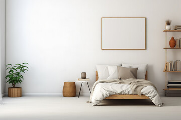 Room in scandinavian minimalism style, white wall, bright home