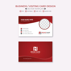professional red gradient color corporate visiting card or business card design template in vector for print-ready Double-sided 
