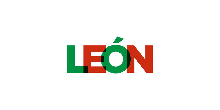 Leon in the Mexico emblem. The design features a geometric style, vector illustration with bold typography in a modern font. The graphic slogan lettering.
