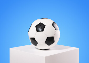 Leather soccer ball. The game of soccer and sports.