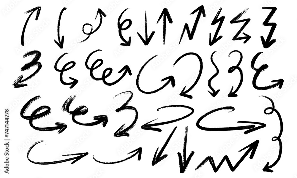 Aufkleber set of hand-drawn arrows, circles and lines. collection of hand drawn arrows on a transparent backgr