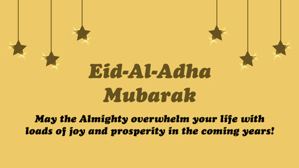 Eid Mubarak Greetings with Crescent Moon and Stars