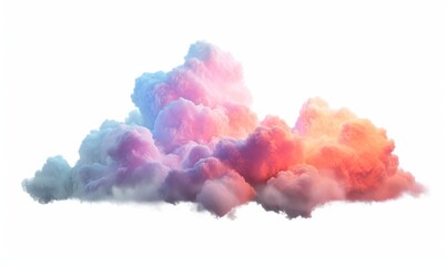 Fototapeta premium 3d render, soft pastel cloud isolated on white background. Colorful cumulus. Fantasy sky clip art element, Generative AI